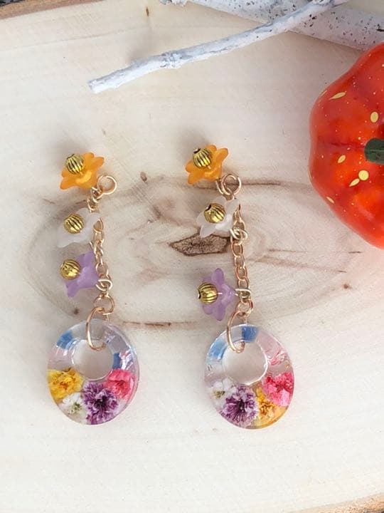 かるはさん専用♡glass cullet flower ピアス イヤリング