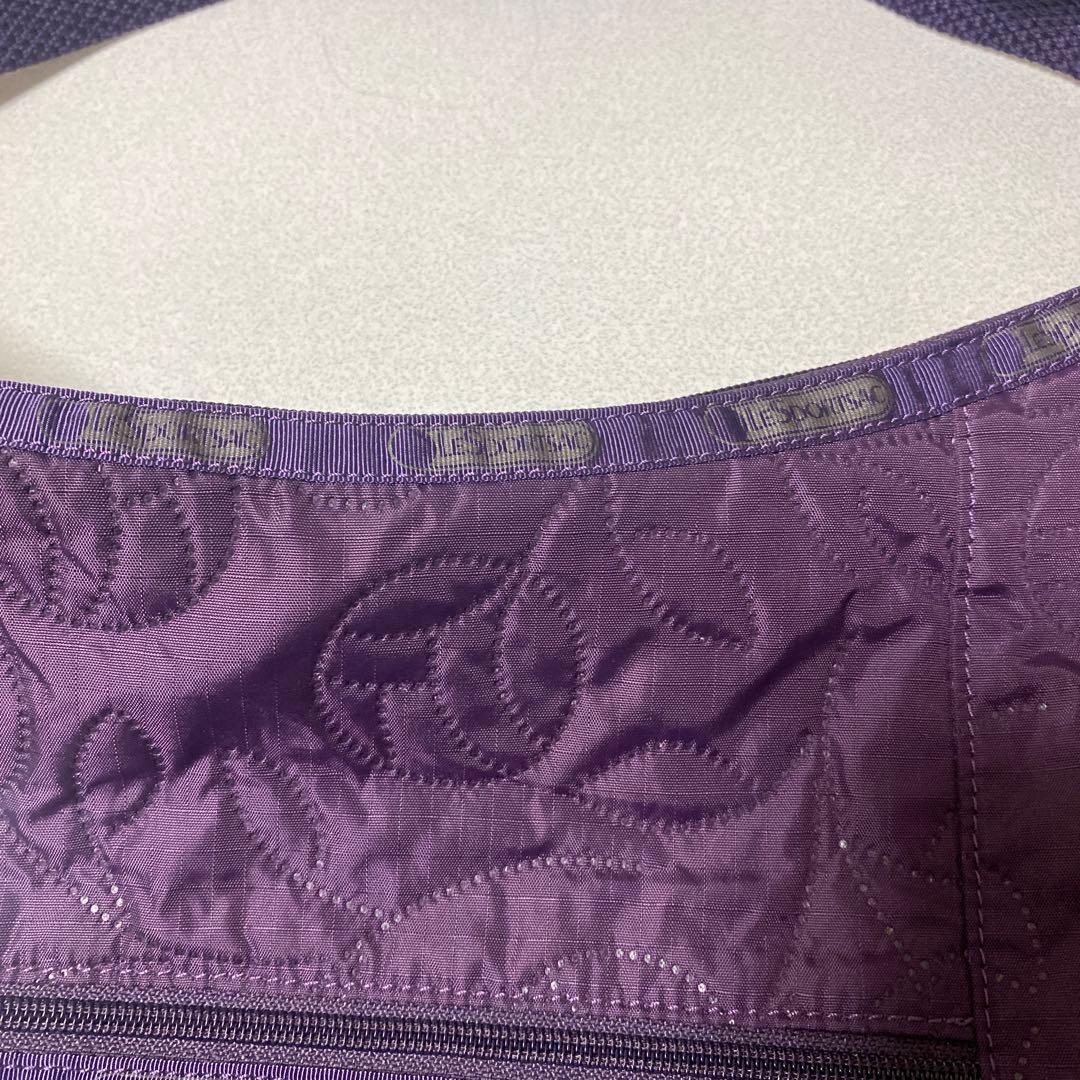 レスポートサック　花柄パープル　キルティングトートバック　ショルダー付き