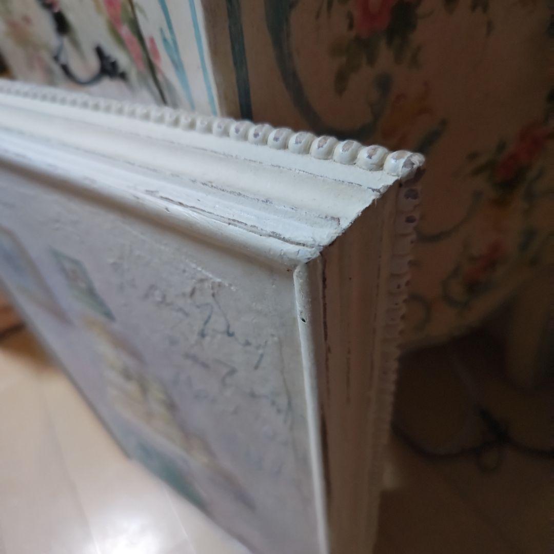 額絵　壁飾り 絵画 ケーキと装飾品　フランス　ホワイトシャビー　絵画　姫系