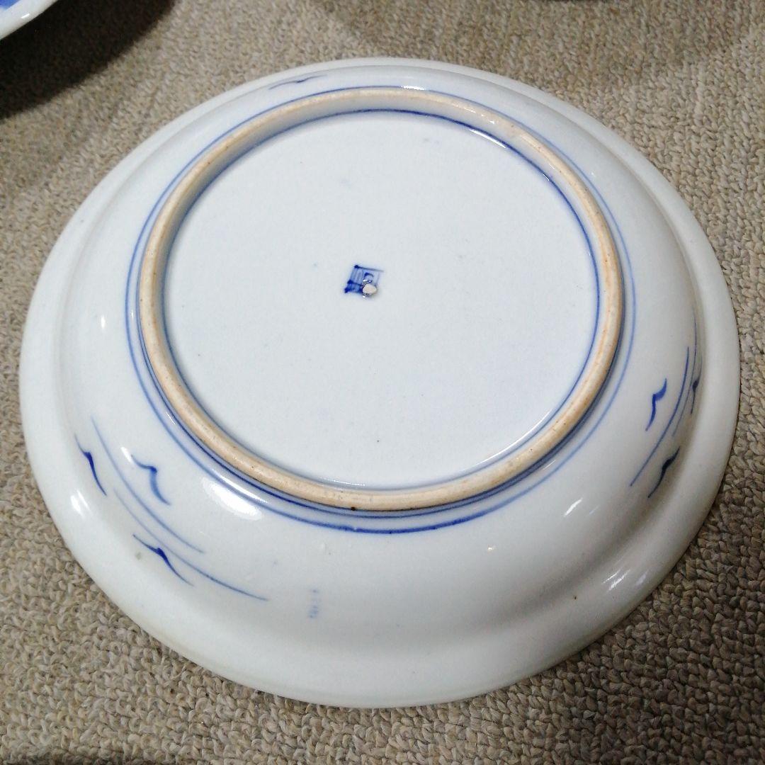 伊万里　染付吹墨月大皿　18枚　25cm　明治〜大正期