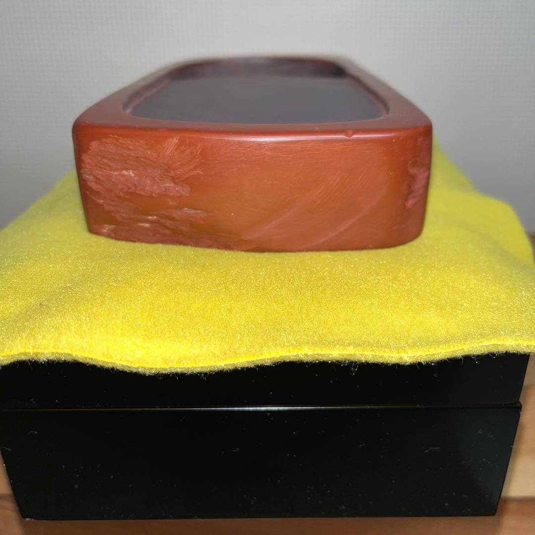 ⭕️希少　岩手県　紫雲硯　自然硯　佐藤幸雄　美品　35mm分厚い　海深い