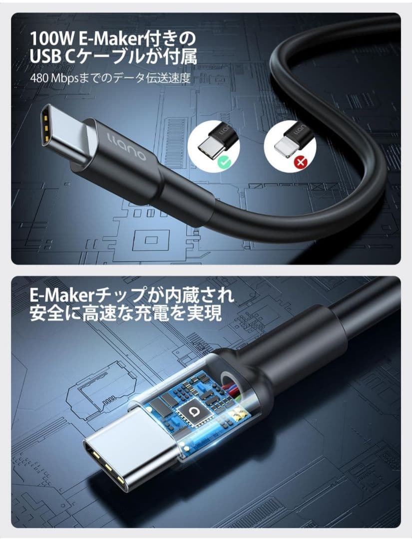 ス*−様 Ilano モバイルバッテリー 30000mAh 100W 高速 ＋6
