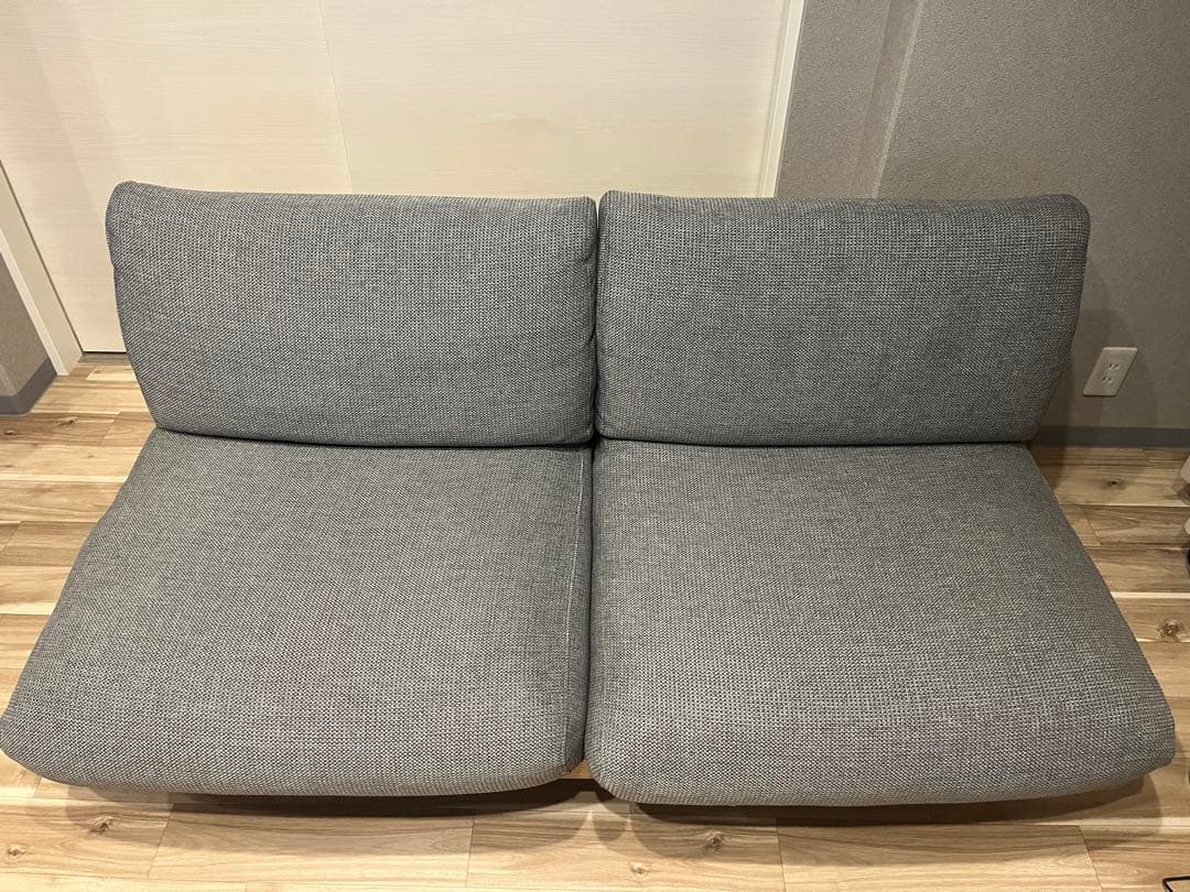 ［無印良品］　ゆったり座れるアームレスソファ　2シーター　グレー