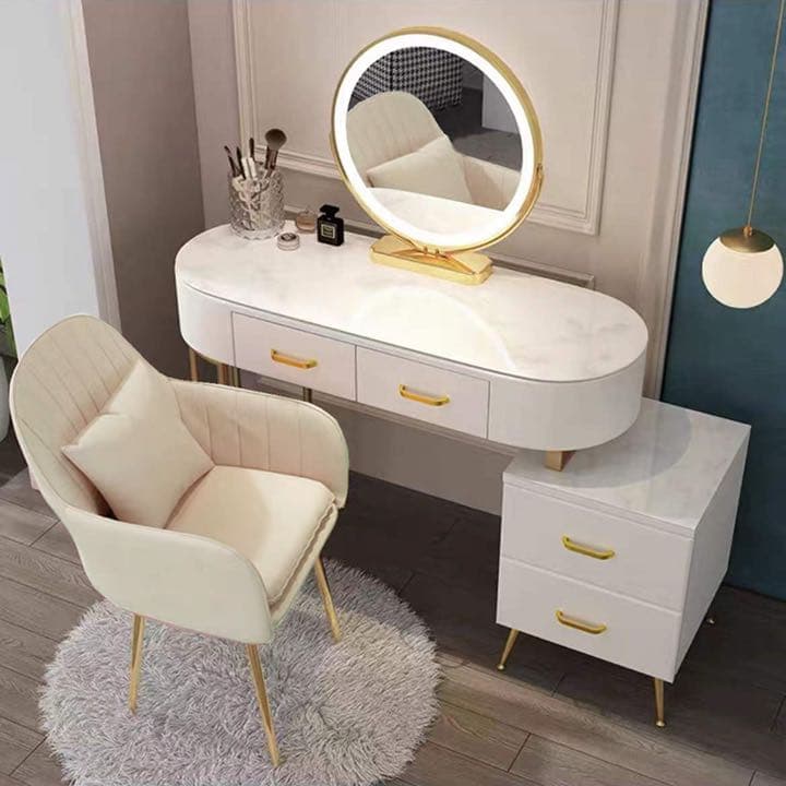 ドレッサー 北欧風 ガラス天板　100cm