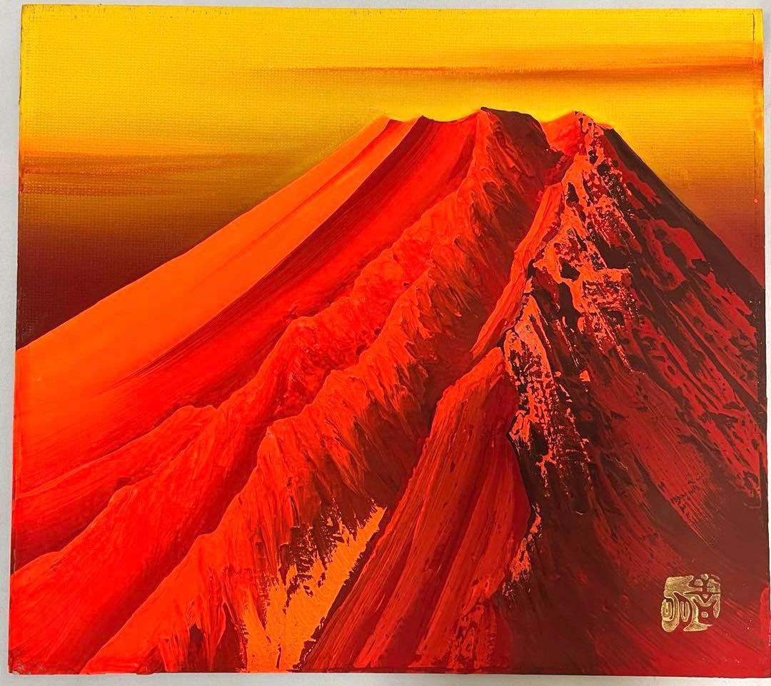 「赤富士」　立体画/風景画/絵画/日本画　富士山　盛り絵　美術品
