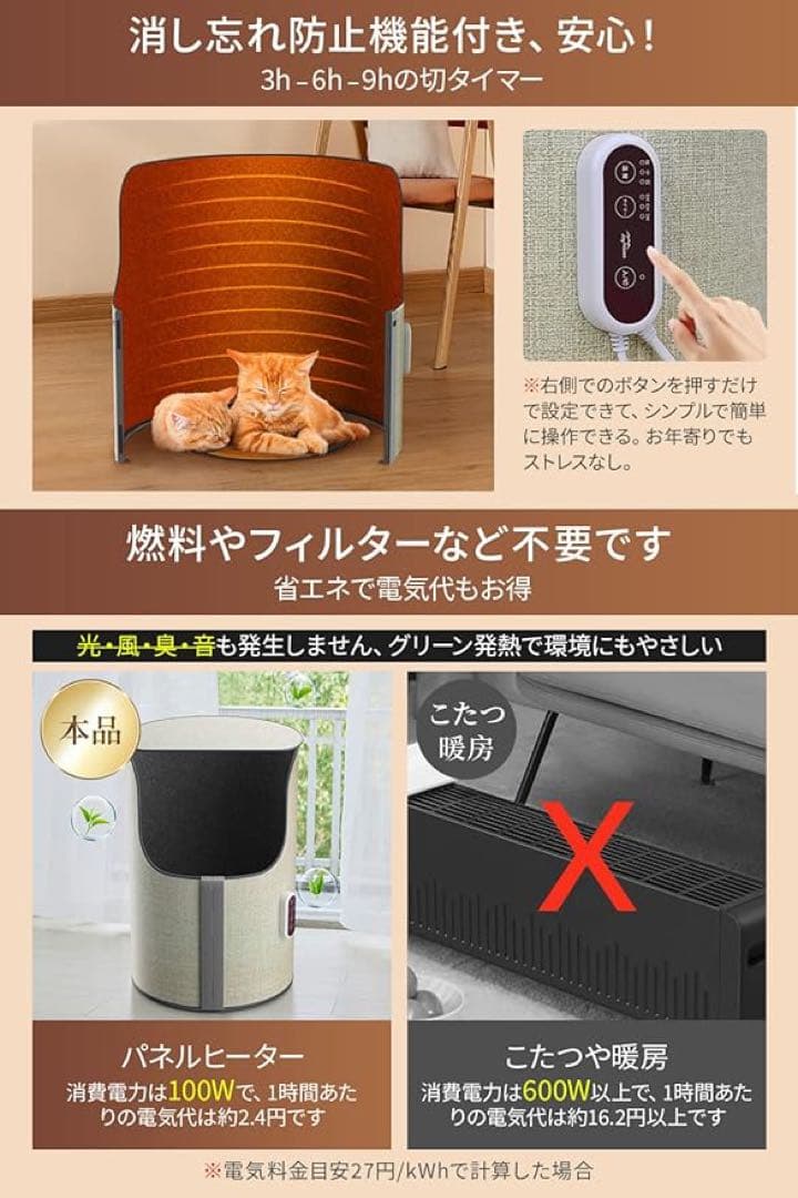 ✨ パネルヒーター ✨デスクヒーター 【筒型 360°発熱&節電対策】