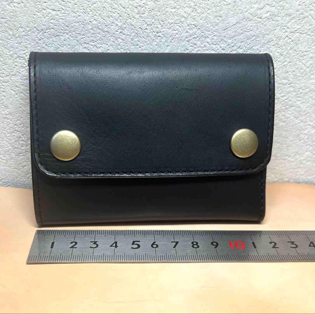トラッカーウォレット　三つ折り財布　牛革　姫路レザー　コンパクト財布