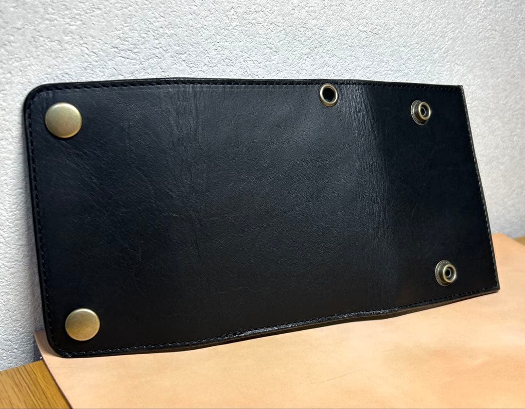 トラッカーウォレット　三つ折り財布　牛革　姫路レザー　コンパクト財布
