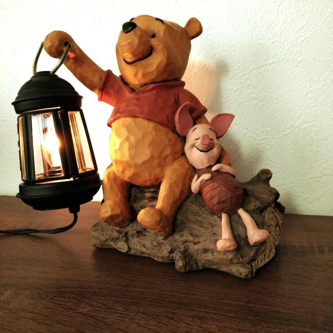 くまのプーさんとピグレット ランタン風　置物　ランプ　照明 白熱灯照明器具