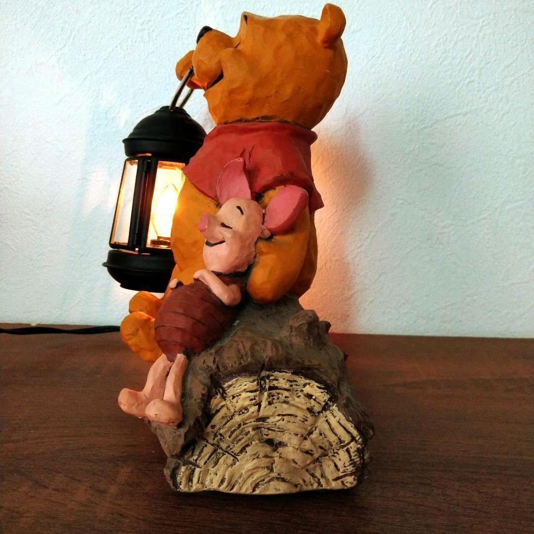 くまのプーさんとピグレット ランタン風　置物　ランプ　照明 白熱灯照明器具