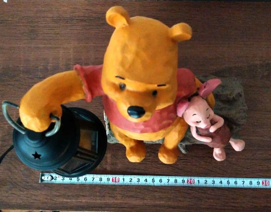 くまのプーさんとピグレット ランタン風　置物　ランプ　照明 白熱灯照明器具