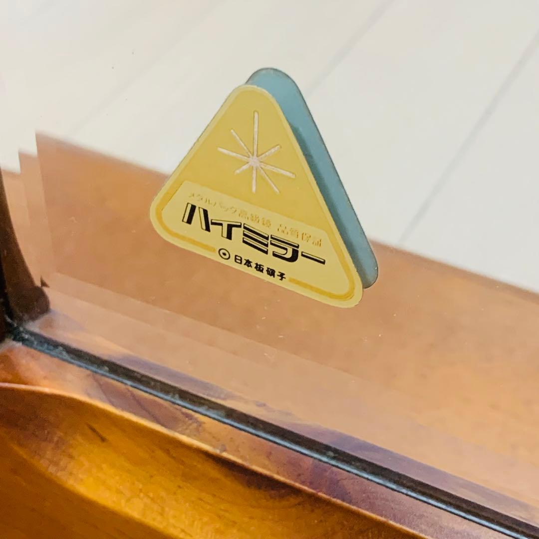 日本板硝子 ハイミラー 卓上大型ミラー アンティーク 木枠 古道具