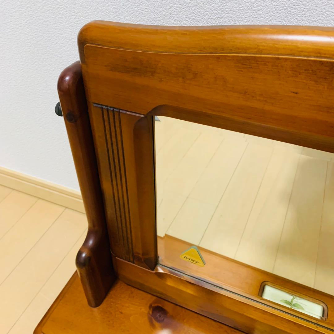 日本板硝子 ハイミラー 卓上大型ミラー アンティーク 木枠 古道具