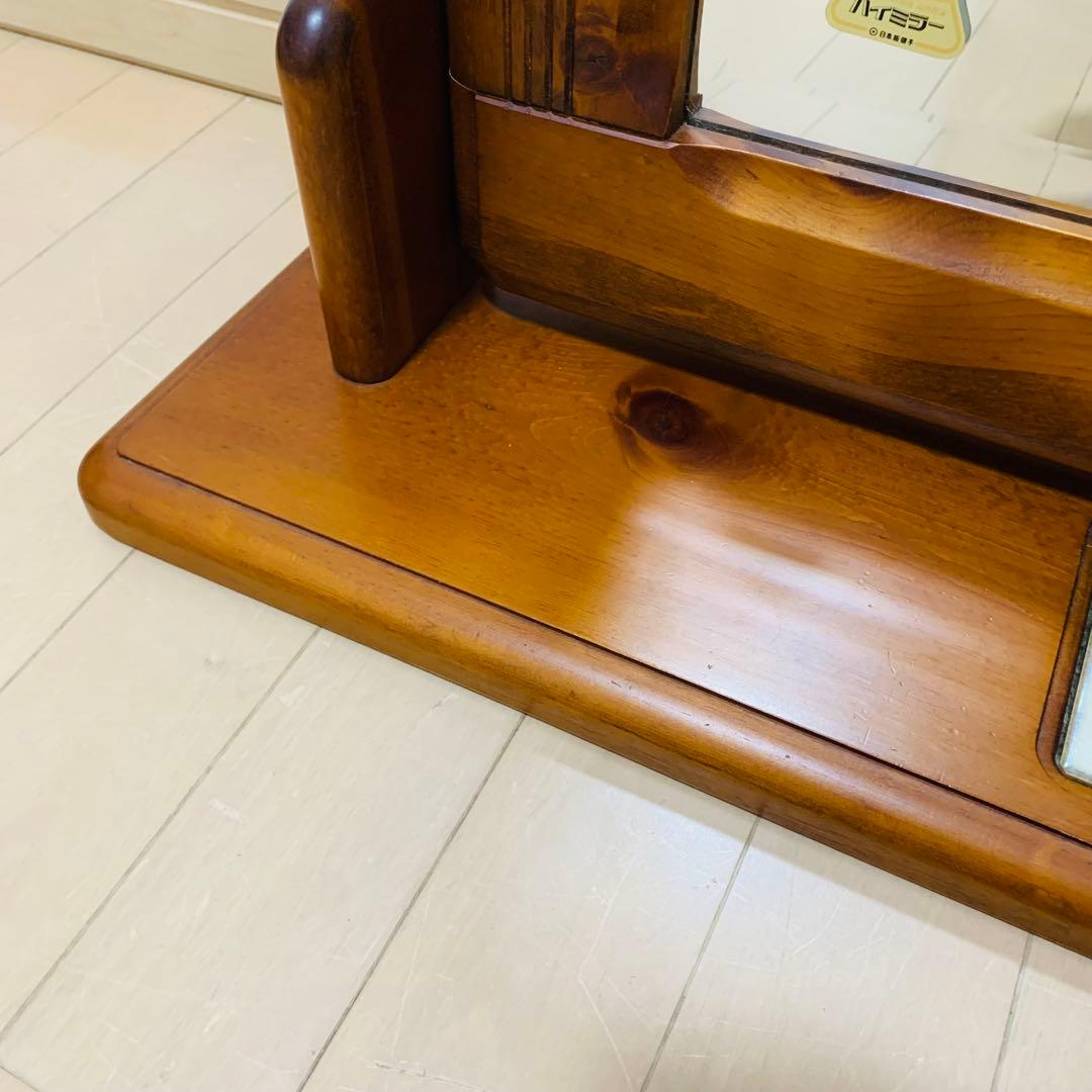 日本板硝子 ハイミラー 卓上大型ミラー アンティーク 木枠 古道具