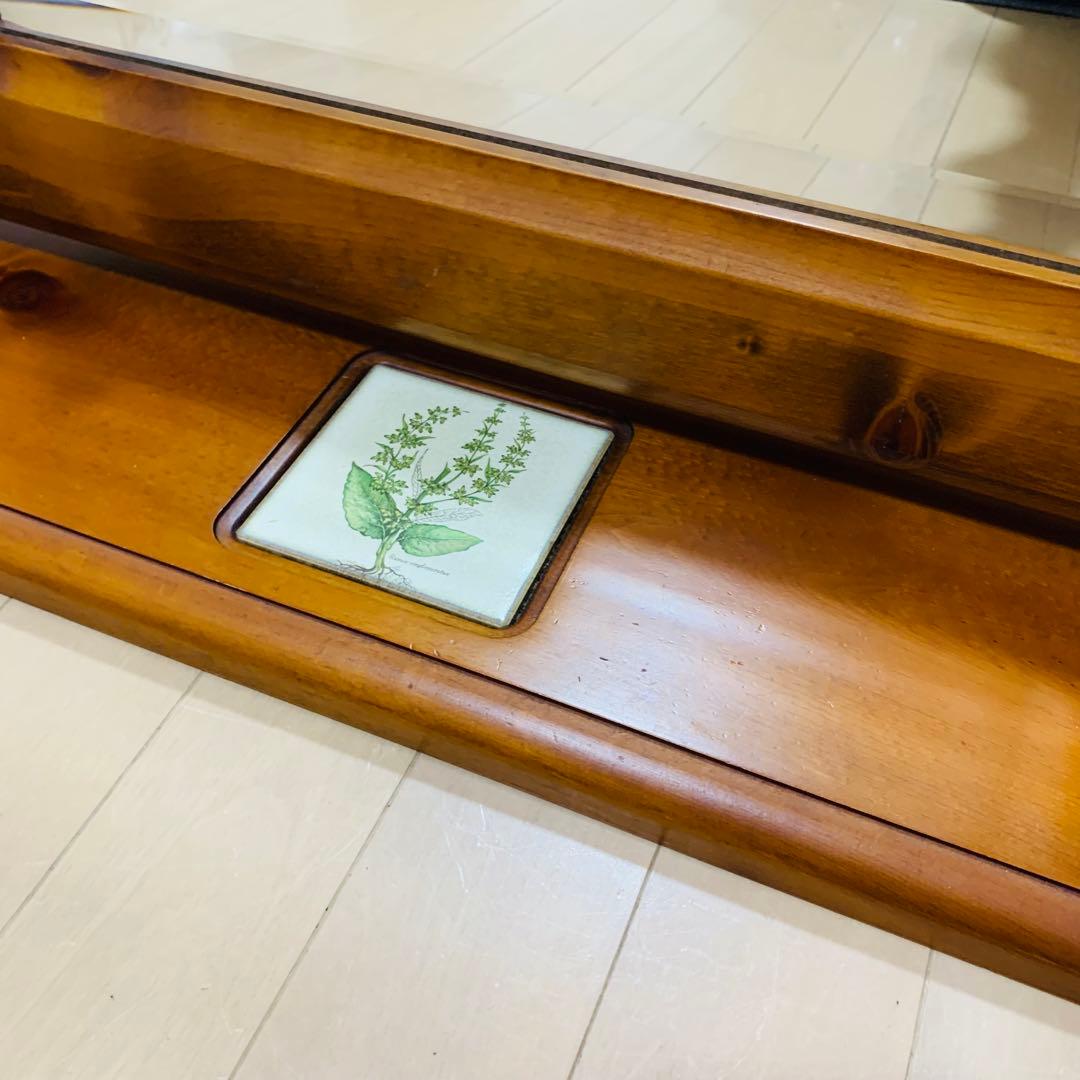 日本板硝子 ハイミラー 卓上大型ミラー アンティーク 木枠 古道具