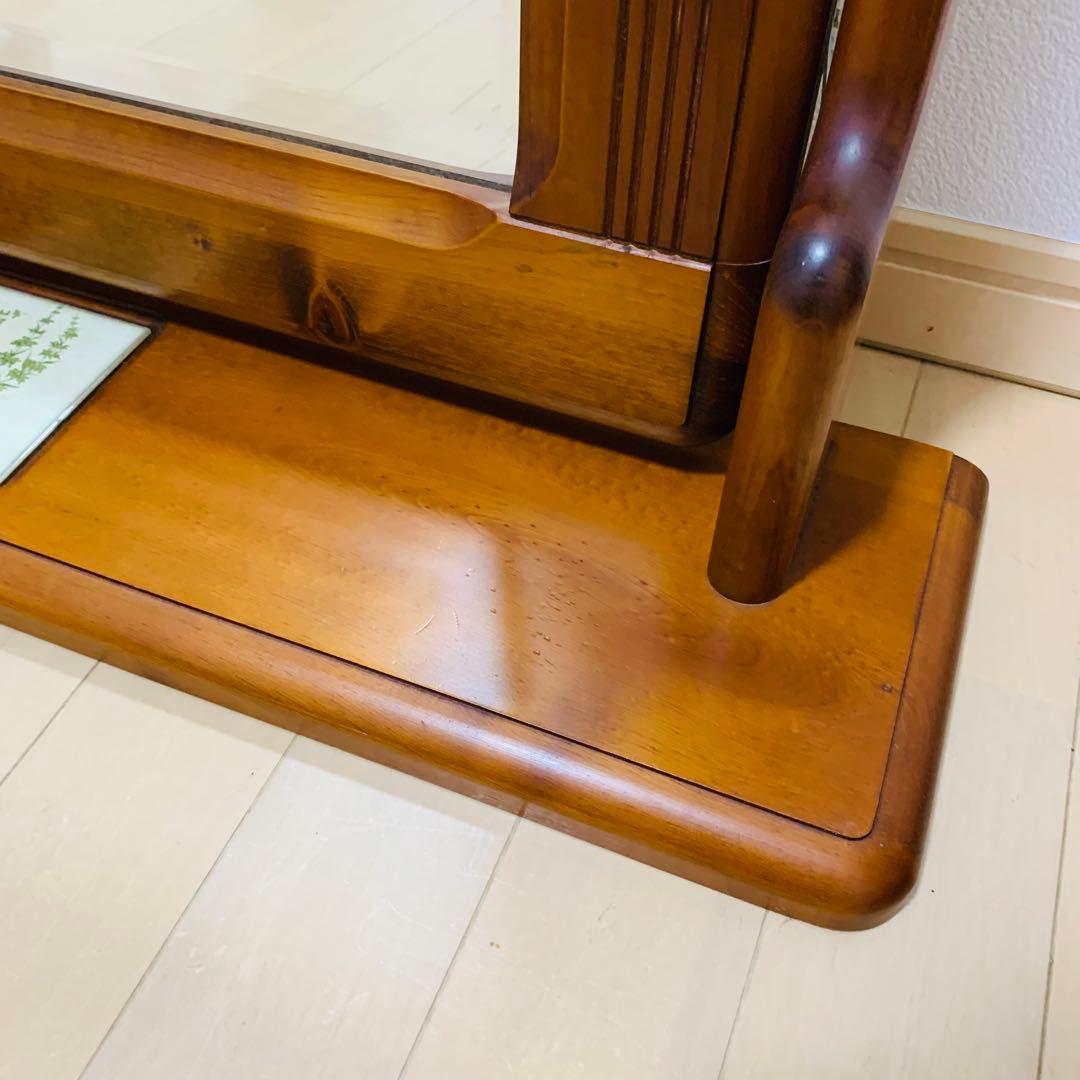 日本板硝子 ハイミラー 卓上大型ミラー アンティーク 木枠 古道具