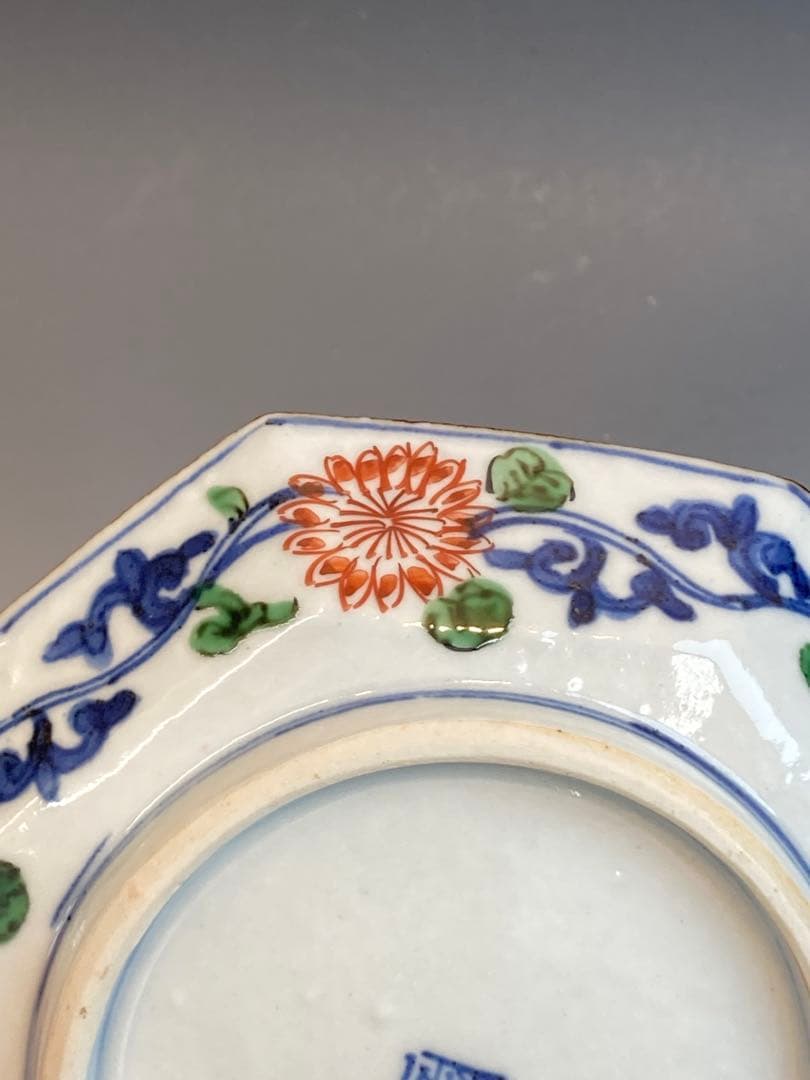 須田青華 作 色絵祥瑞八角皿５枚組 共箱 懐石料理 日本料理