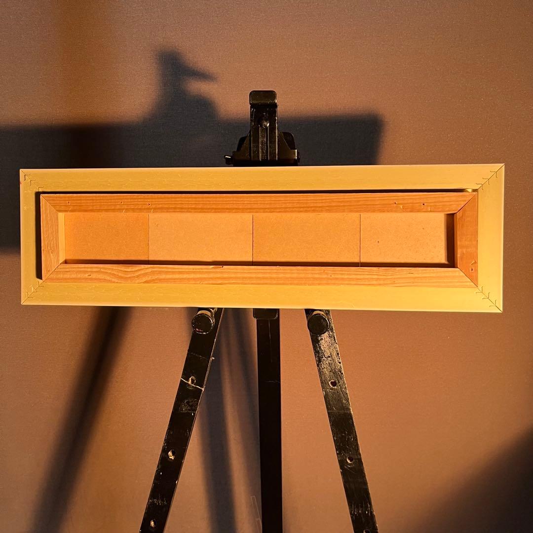 手書き油絵 ４枚組絵画 あぜ道 額付 絵画 インテリア 油彩画