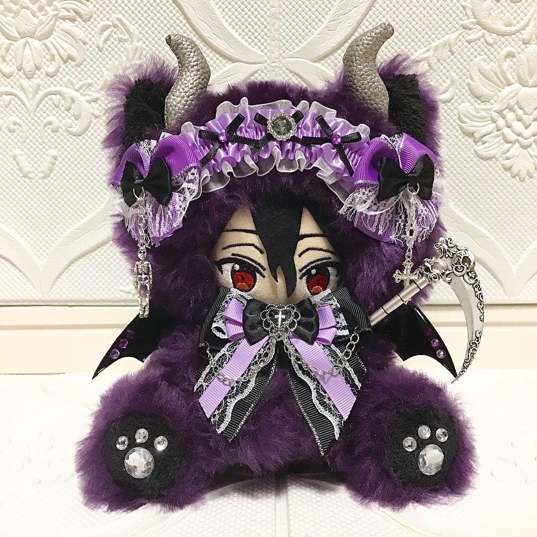 【53】おすわり　ぬい服　16cm 着ぐるみ　ねこ　紫　死神デビル　あんスタ