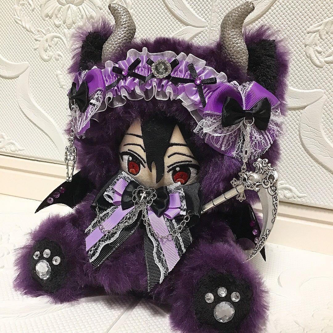 【53】おすわり　ぬい服　16cm 着ぐるみ　ねこ　紫　死神デビル　あんスタ