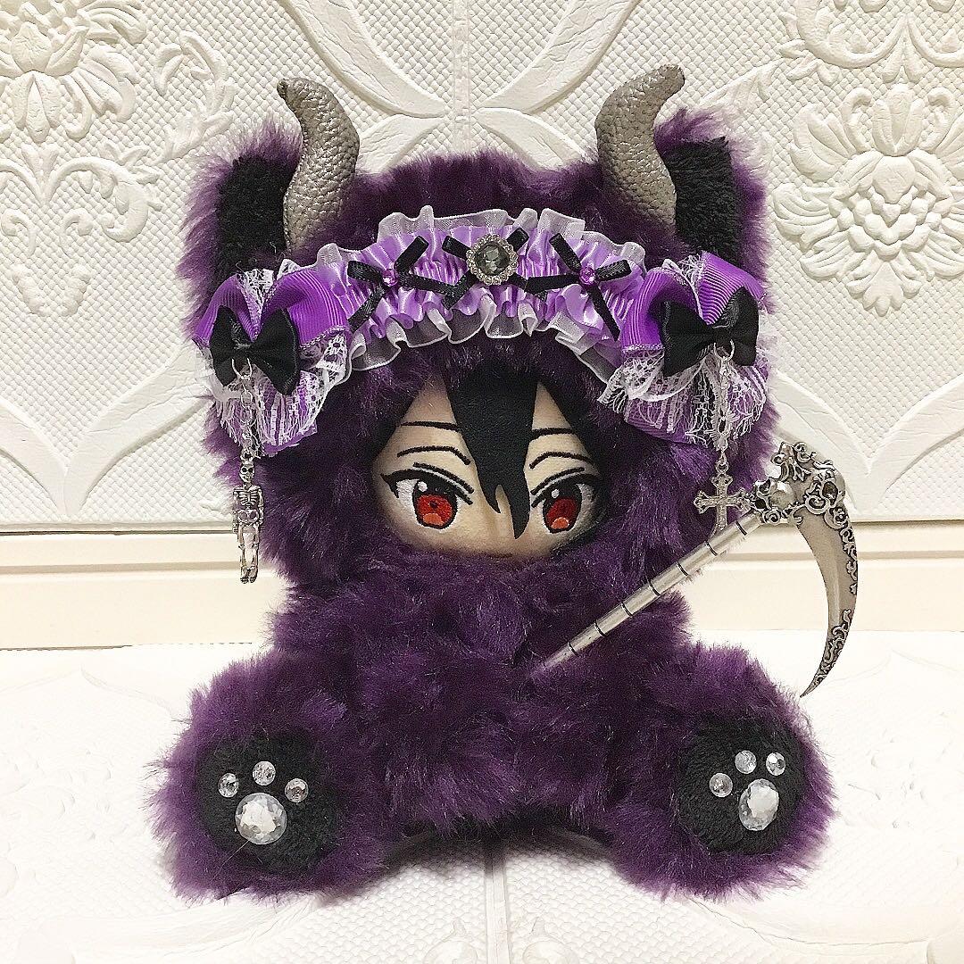 【53】おすわり　ぬい服　16cm 着ぐるみ　ねこ　紫　死神デビル　あんスタ