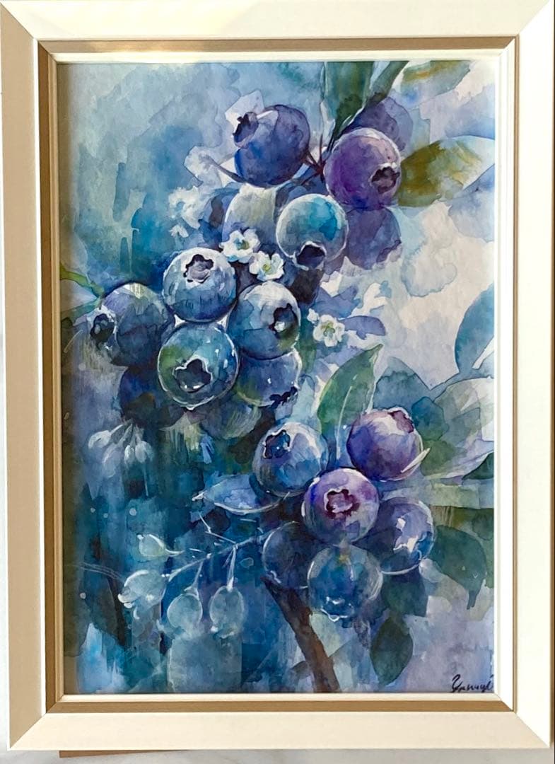 水彩画 原画 ブルーベリー