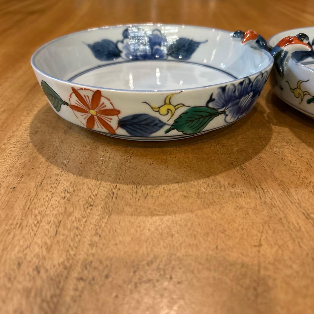 波佐見焼　林九郎窯　一閑人　絵変わり　平鉢　二枚　希少