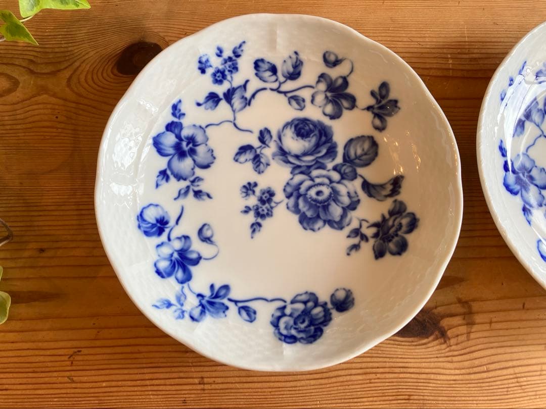 ジノリ　ベッキオブルーローズ　19ラウンドプレート×2