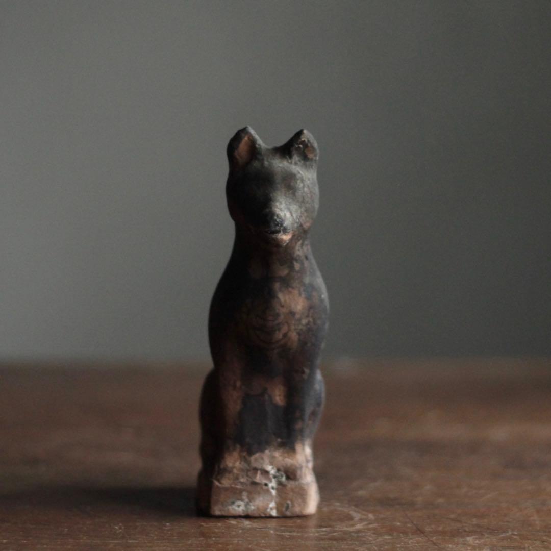 土人形 お稲荷さん 割れ補修 郷土人形 古美術 古道具 アンティーク オブジェ