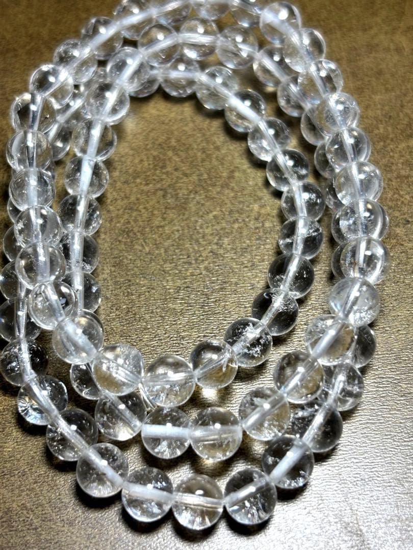 ブラジル産　レムリアンシードクォーツ6.6〜6.8㎜3連ブレス（新品未使用）虹