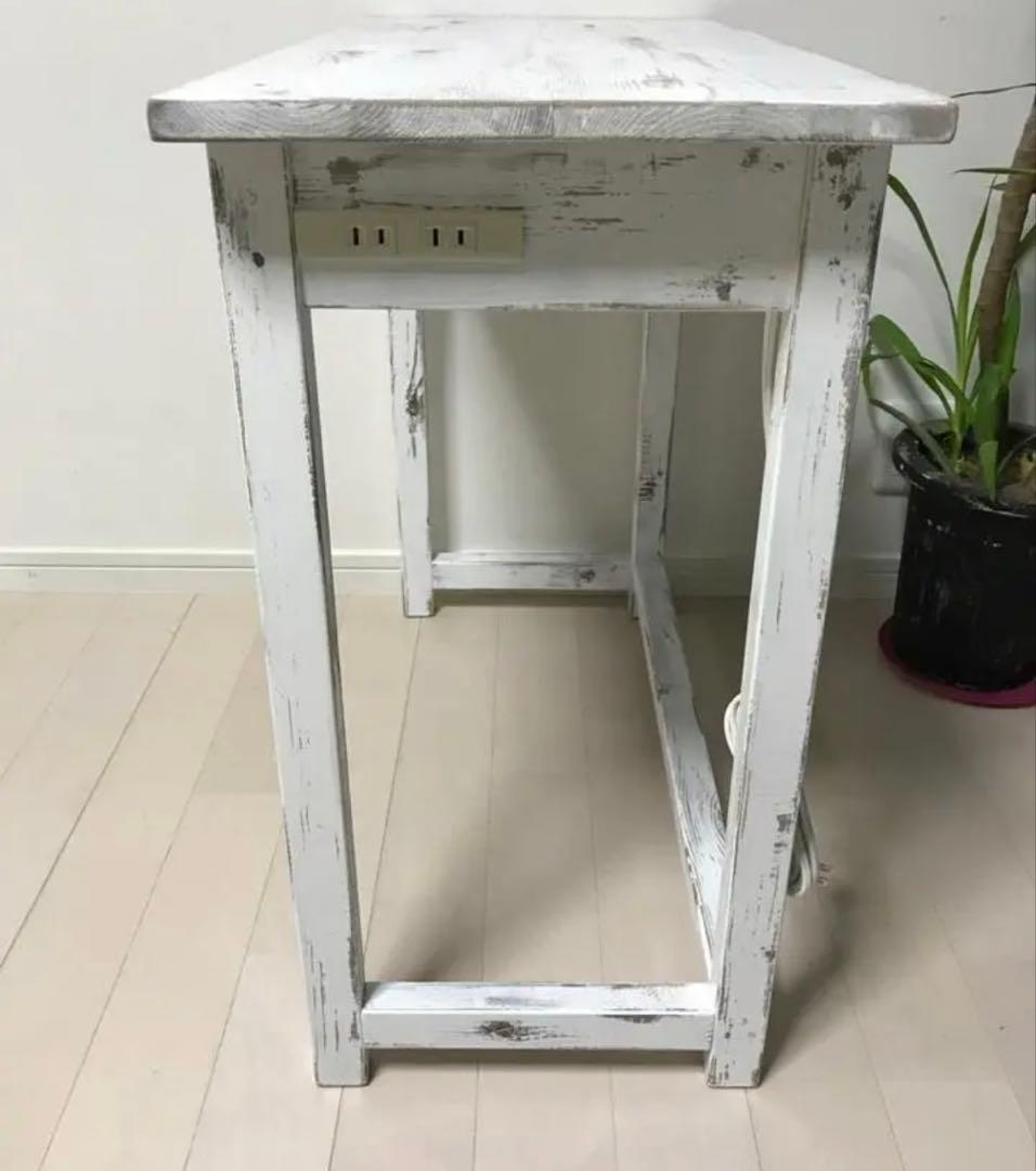 アンティーク机　デスク　勉強机　作業台　白テーブル　ドレッサー　つくえ