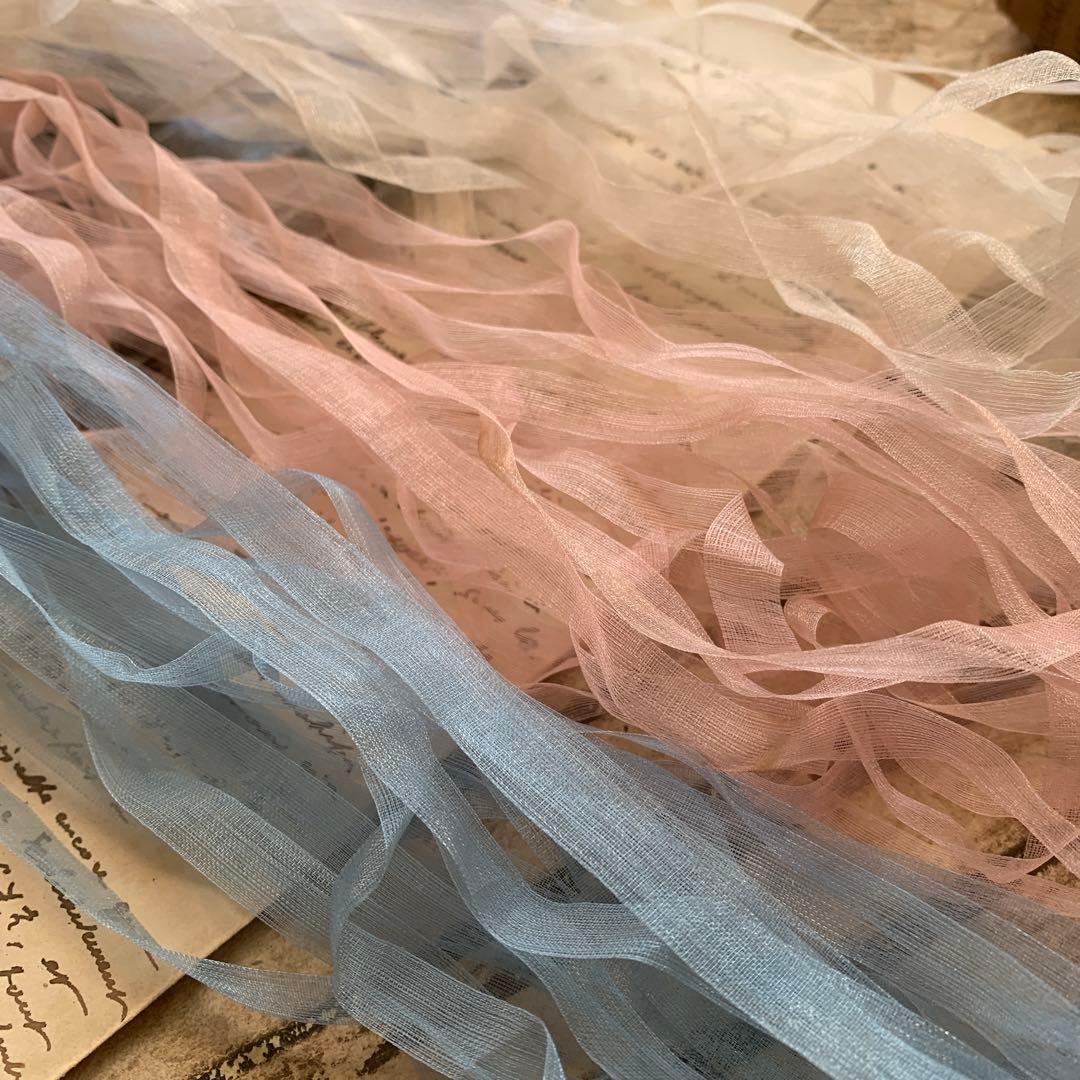 thanks価格☆草木染め☆オーガンジーリボンＢ10メートル240