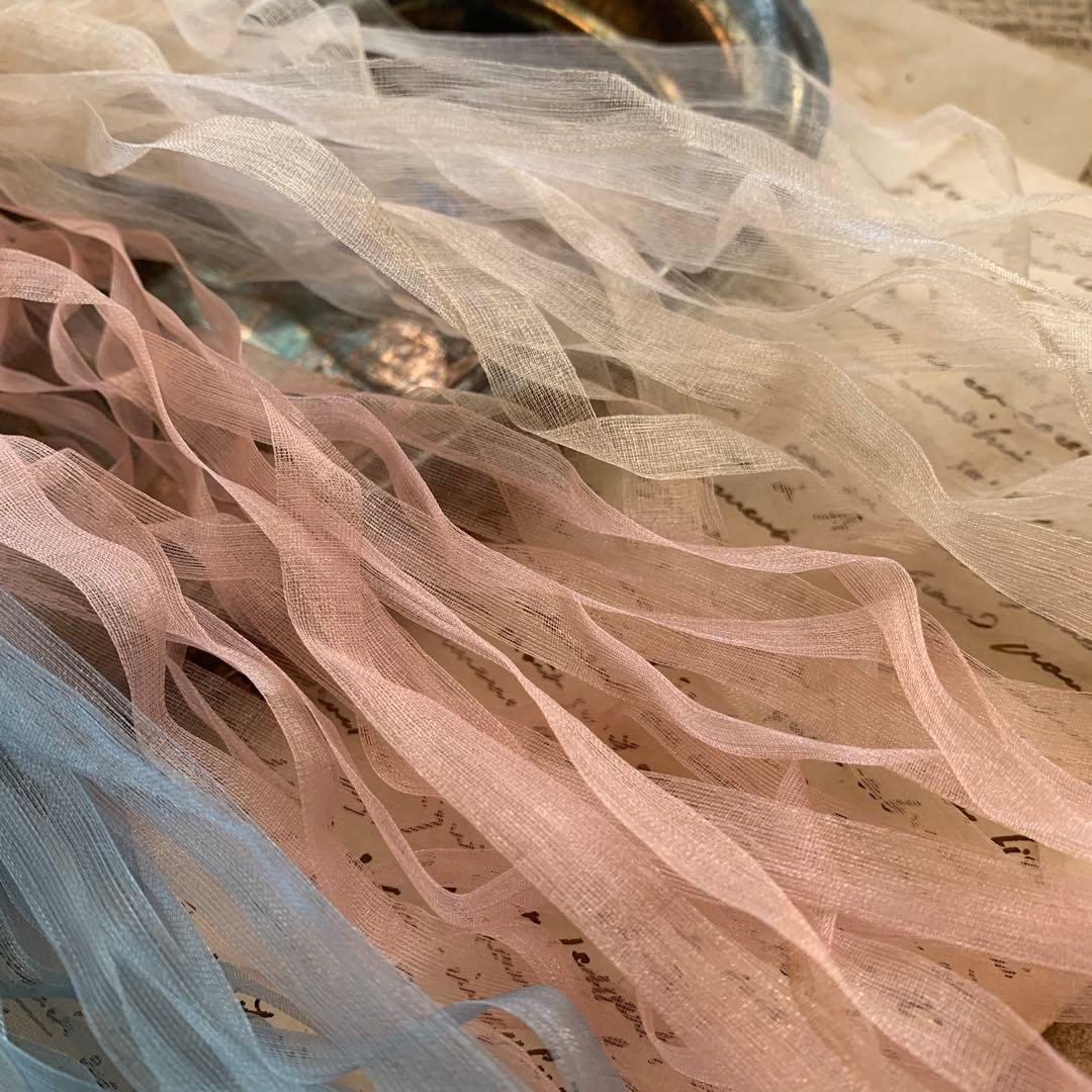 thanks価格☆草木染め☆オーガンジーリボンＢ10メートル240