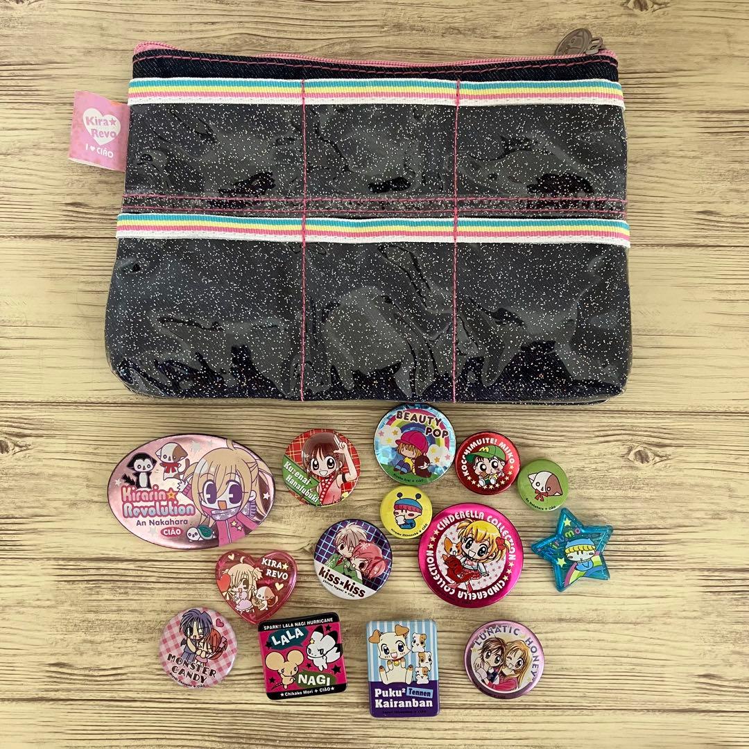 ちゃおキャラバッジ&ポーチと平成レトロ缶バッジまとめ売り