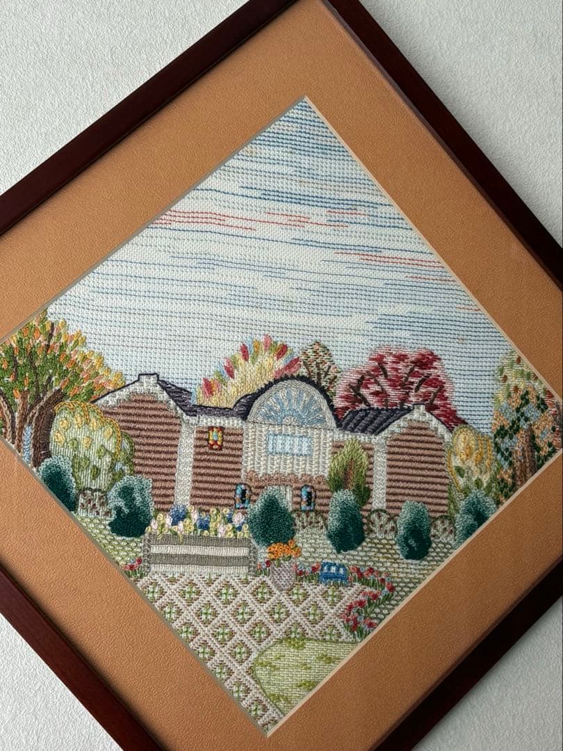 フランス刺繍　額装　ハンドメイド