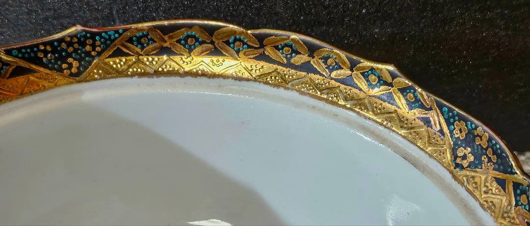 極美品❗】明治〜大正時代　金襴手　松竹梅に金彩菊摘み　蓋物　蓋付鉢　16.2cm