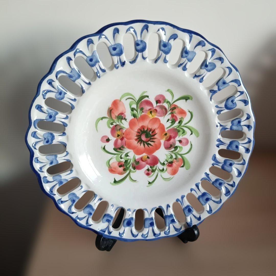 ポルトガル　スペイン　タラベラ陶器　花柄　装飾皿 　壁掛け　3枚セット