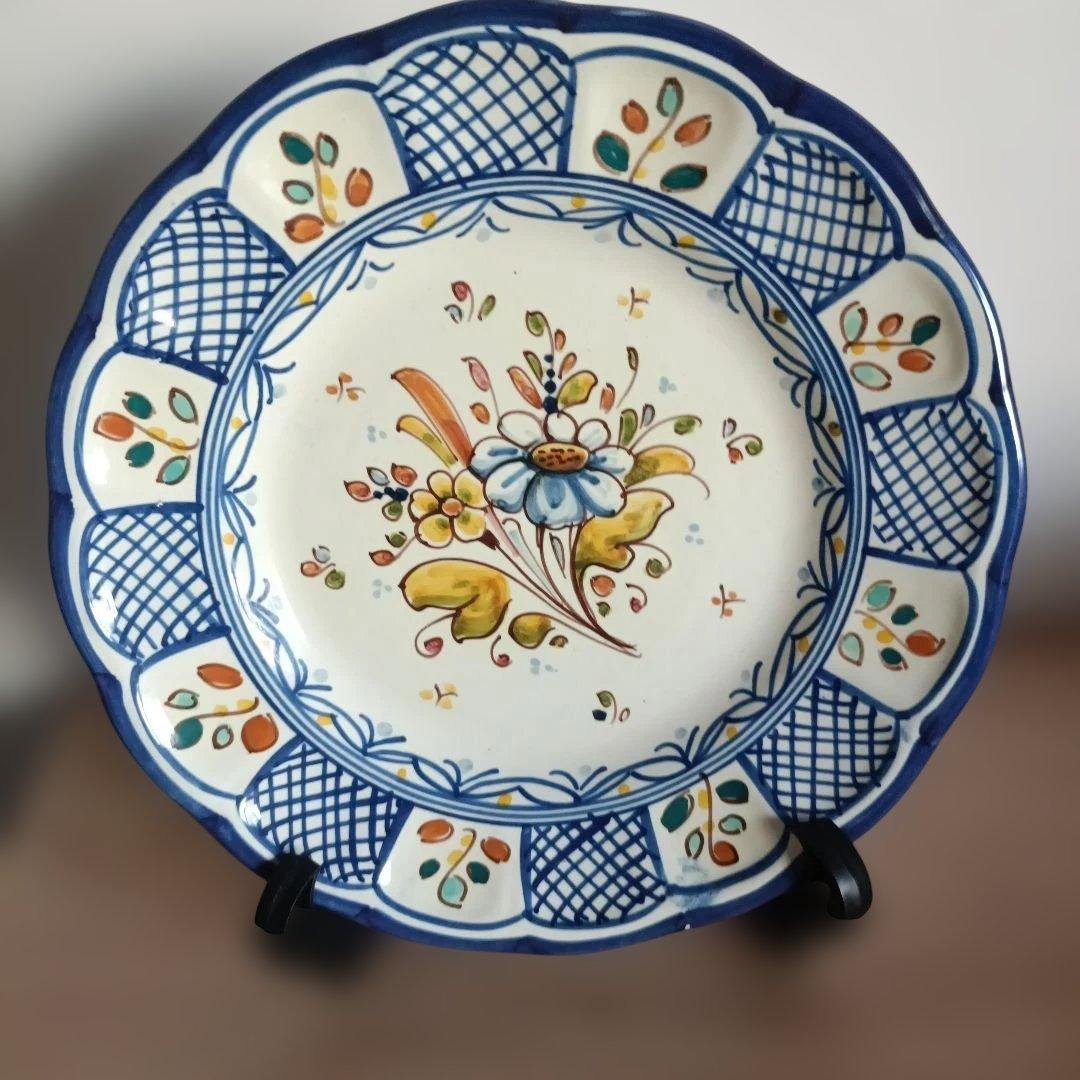 ポルトガル　スペイン　タラベラ陶器　花柄　装飾皿 　壁掛け　3枚セット