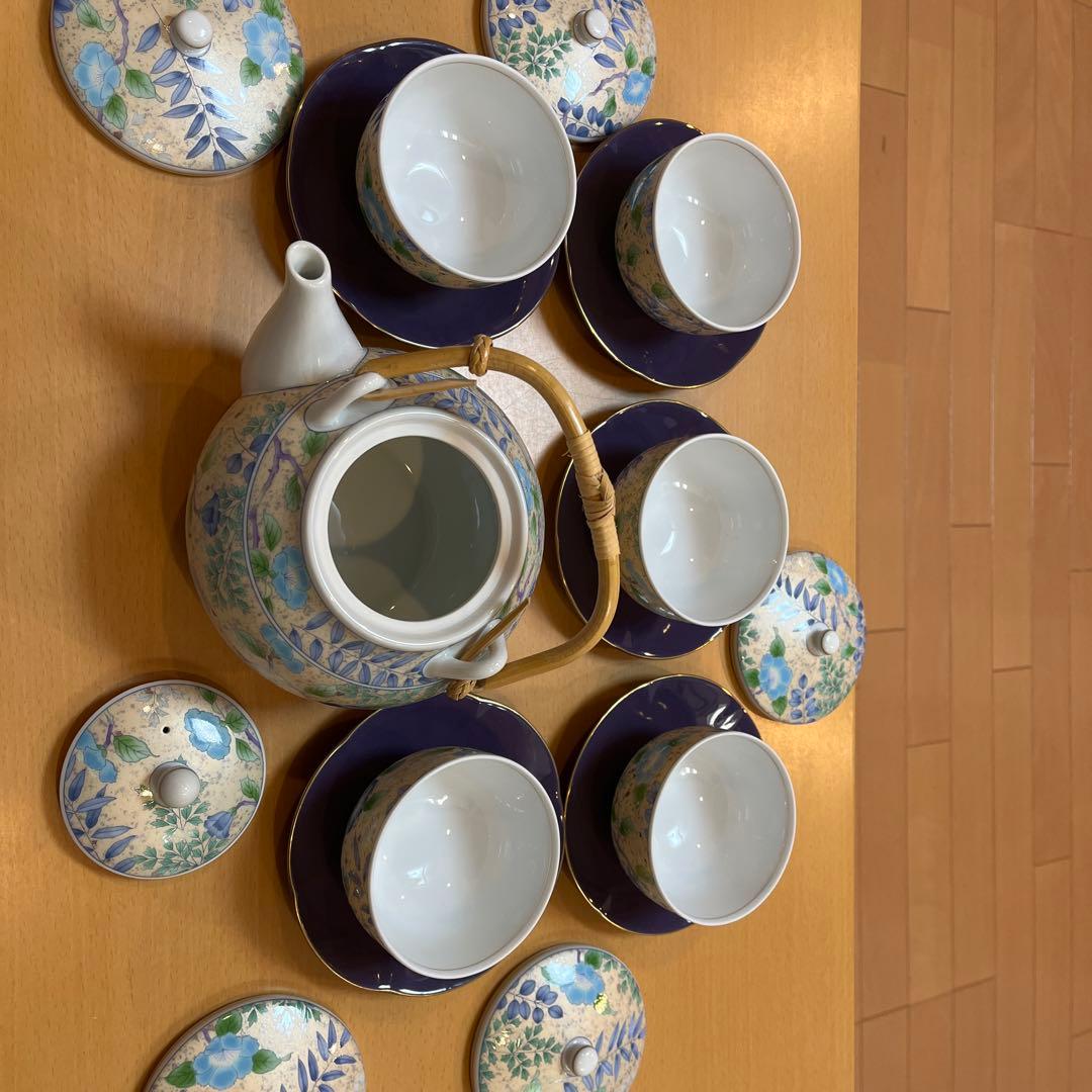 前畑陶器　急須と蓋付き湯呑み5個セット 未使用品11111→10444