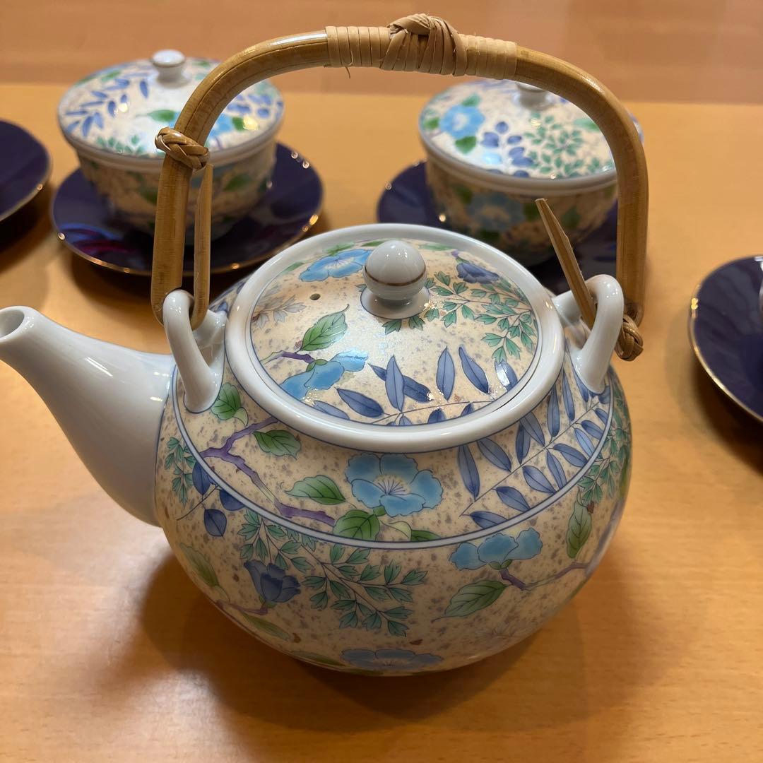 前畑陶器　急須と蓋付き湯呑み5個セット 未使用品11111→10444