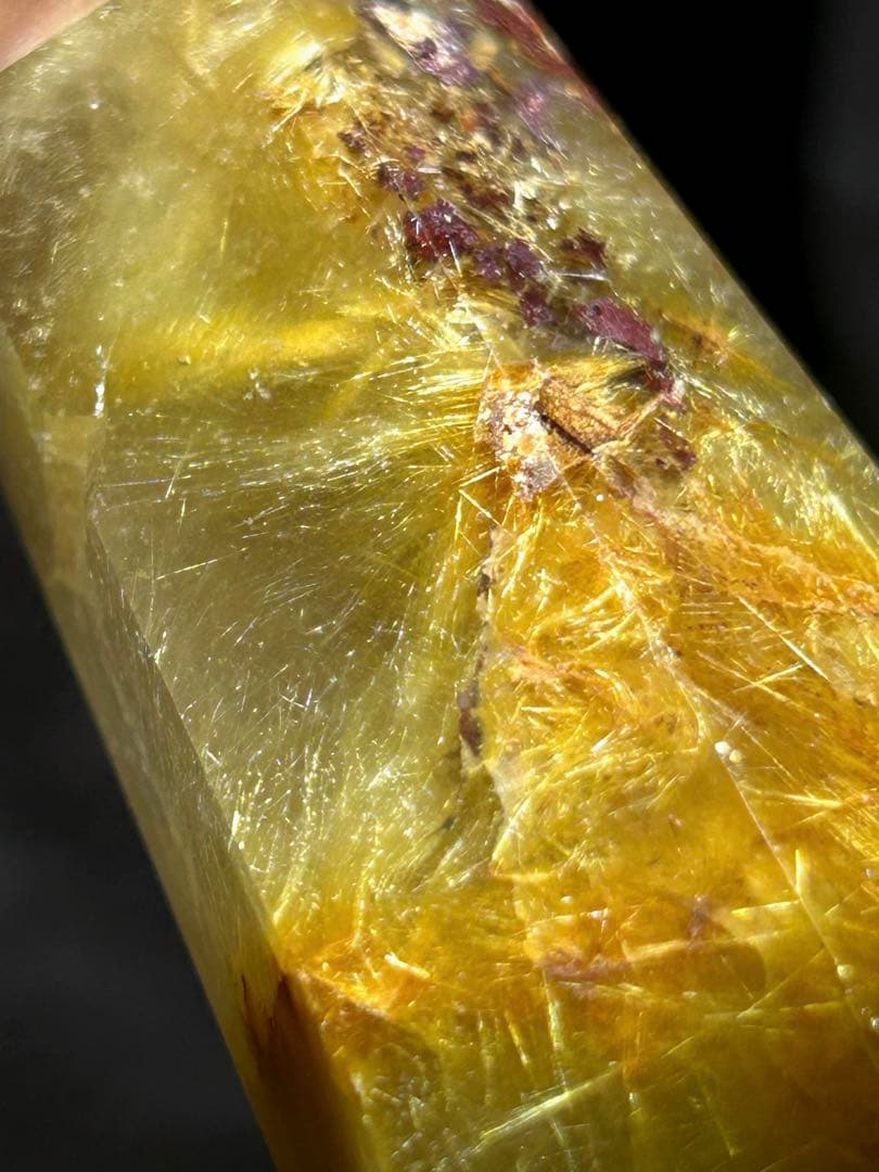 ☆最高級！フラワー　ゴールド　ガーデン　ルチル　原石　六角柱　帝王秘宝