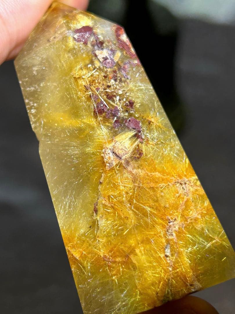 ☆最高級！フラワー　ゴールド　ガーデン　ルチル　原石　六角柱　帝王秘宝