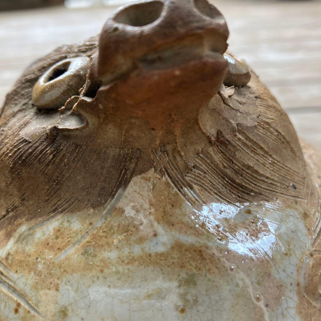 弥平次作　タヌキ 陶器 蚊遣　蚊取り線香器　アンティーク