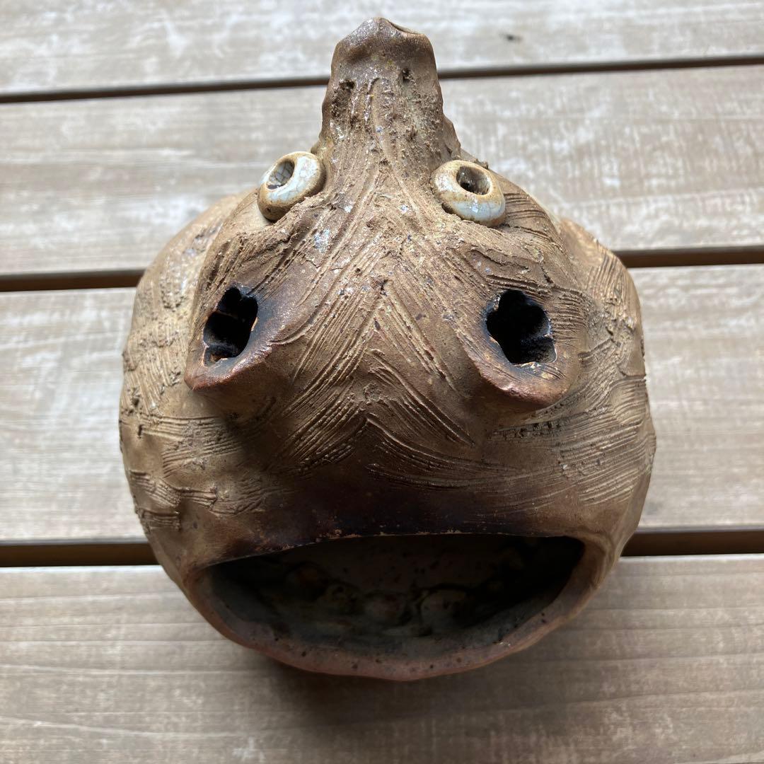 弥平次作　タヌキ 陶器 蚊遣　蚊取り線香器　アンティーク