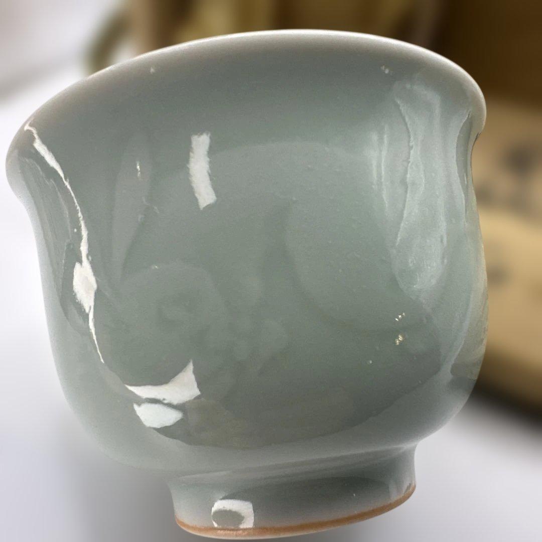 【共箱付き】京焼 清水焼 雅彦作 煎茶碗 湯呑み 茶道具 浮彫り 茶碗 2個