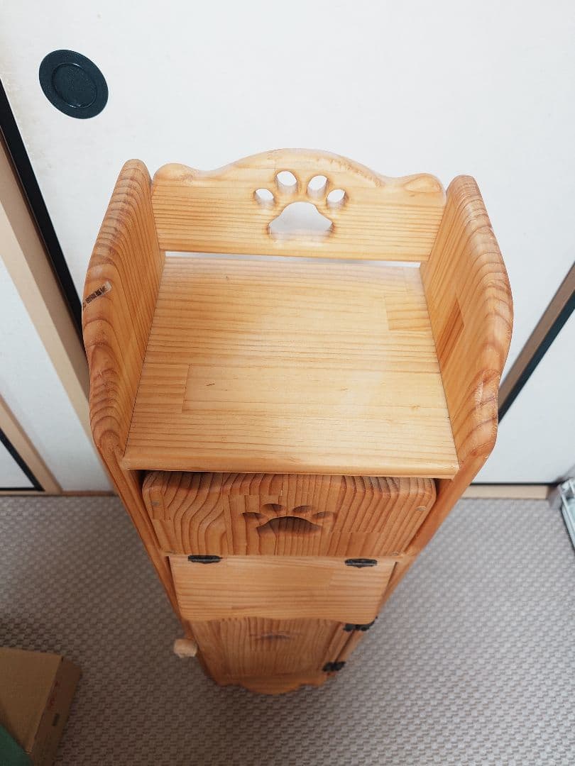 アメリカンカントリー家具　ペットシーツストッカー置き型　肉球