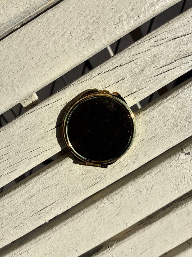 丸型コンパクトミラー ゴールド 拡大鏡付き 8個セット (72×66)