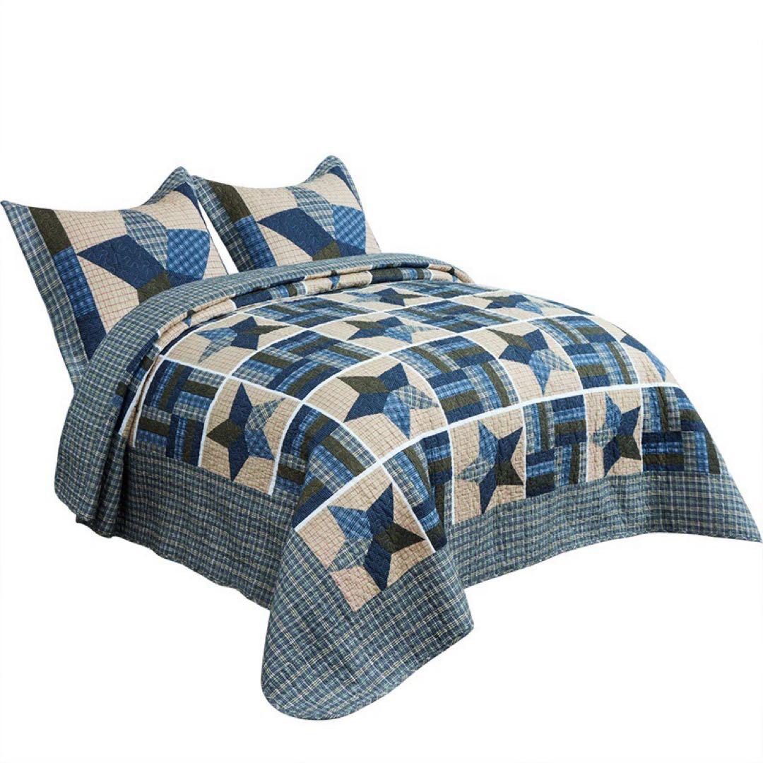 キルトベッドカバー3点セット綿マルチカバー キルティング WJX