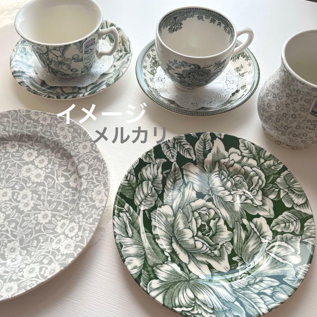 バーレイ プレート　バーレイ グリーン　ハイビスカス　burleigh