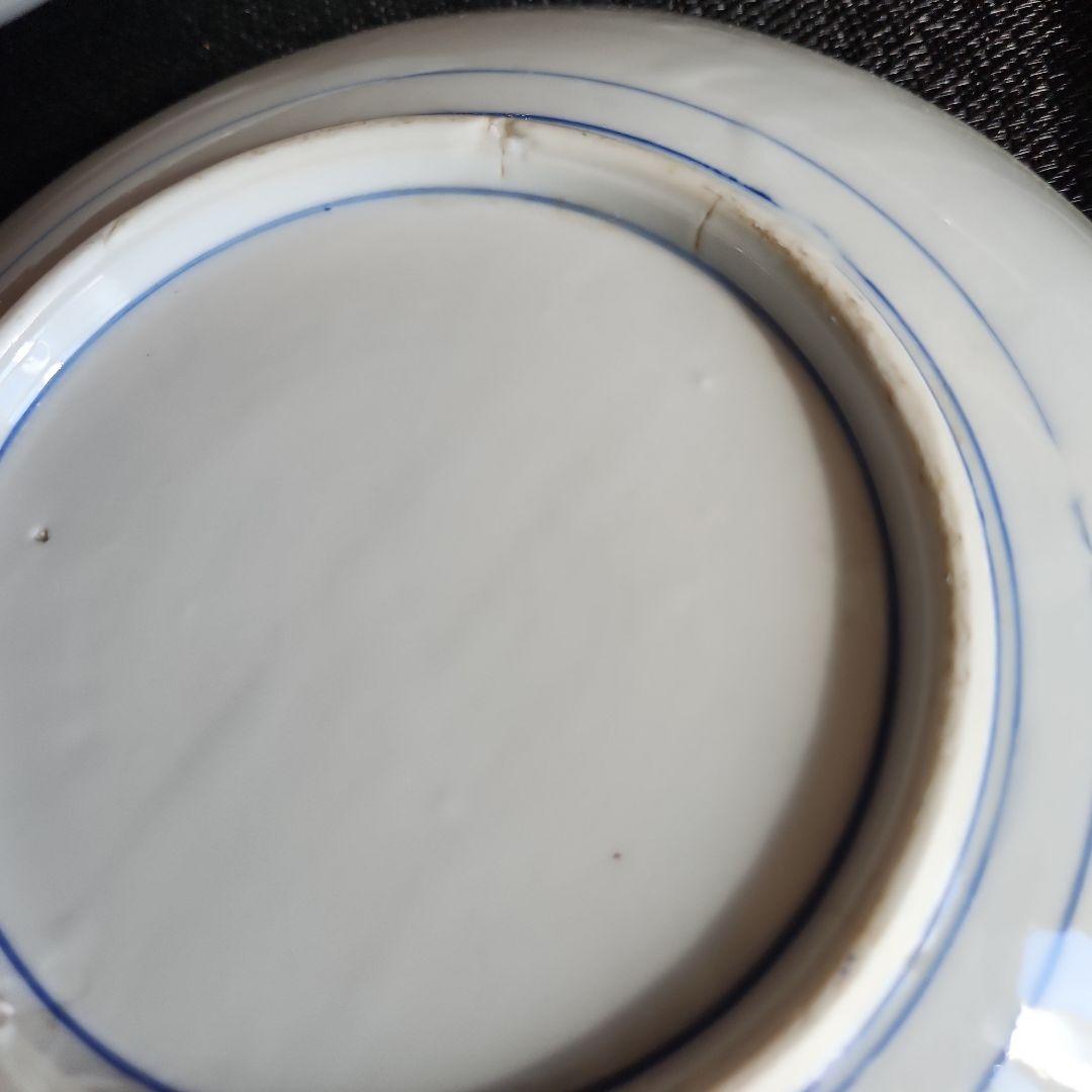 -142/x5　麒麟　赤絵　印判　波千鳥　七寸皿　４客